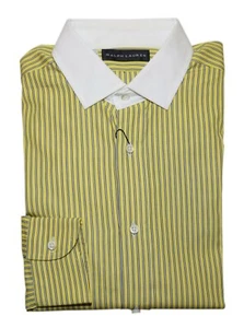 $ 325 Polo Ralph Lauren Herren Kleid Shirt gelb gestreift Kontrast Italien schmale Passform 15 - Bild 1 von 3