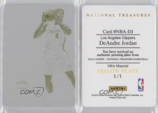 2014-15 National Treasures NBA Material Printing Plate Yellow 1/1 DeAndre Jordan