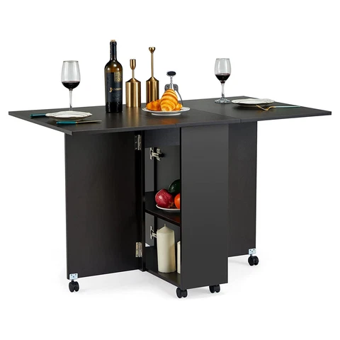JOMEED Folding Dining Kitchen Table with Drawer and 2-Layer Shelf (For Parts) Cover