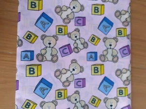polycotton fabric pink nursery toy blocks design crafting handmade - Picture 1 of 2