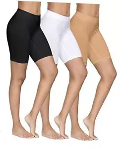 3 Pack Women Seamless Slip Shorts Stretch X-Large 3 Pack - Black+white+khaki - Picture 1 of 7