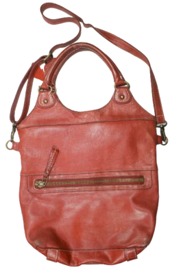 Roots Canada Lauren Bolso de Mano Bolso de Hombro Bandolera Cuero Rojo Grande Plegable Foto 1 de 4