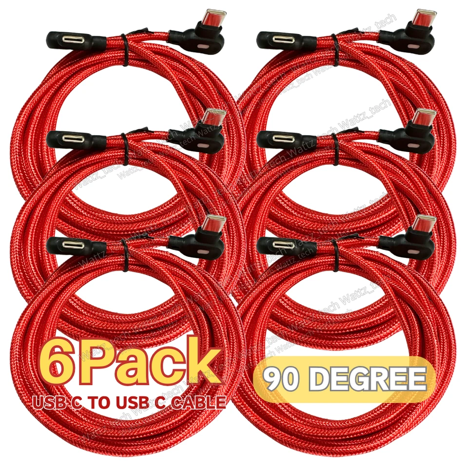 6Ft 90 Degree Right Angle PD USB C Fast Charger Cable Type C Cord For Samsung LG - Image 1 of 4