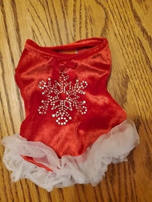SimplyDog Dog Dress Red w Rhinestones & Ruffle XX Small - Image 1 of 3