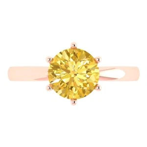 2 tcw Round Cut Engagement Ring for Women, 14K Rose Gold Yellow Promise Ring - Picture 1 of 11
