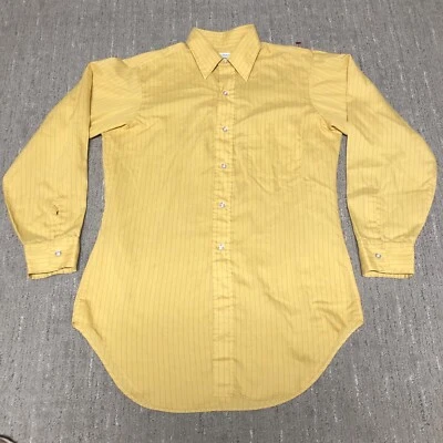 Camisa True Vintage Años 60 Flecha Decton Monarca Hierro Perma Rayas Cónicas Amarilla M Foto 1 de 4