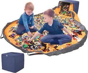 Toy Storage Organizer Play Mat Blue Extra Large 13.5'' Cubic Kids Bricks Basket