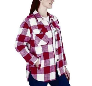 Members Mark Womens Button Front Long Sleeve Warm Plaid Shacket pick size S / XS - Picture 1 of 7