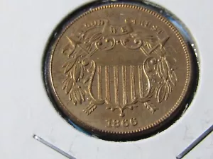 1866-P Two Cent Piece 2C Broadstrike Error - Uncirculated+ - Picture 1 of 5
