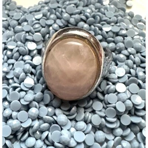 Sterling Statement Runway RIng with Light Pink Faux Stone Size 8 - Picture 1 of 4