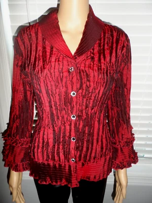 Impresionante Blusa Agora Talla M Vintage Color Vino Arrugas Abotonada Mujer Foto 1 de 4