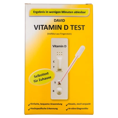 1 x David Vitamin D Testkit 0-100 ng/mL mit Farbkarte Selbsttest für zu Hause - Bild 1 von 2