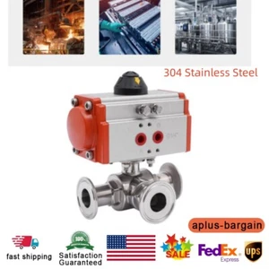 1 Zoll T Typ Tri Clamp Sanitär Pneumatik Kugelhahn 3-Wege Edelstahl 304 - Bild 1 von 12