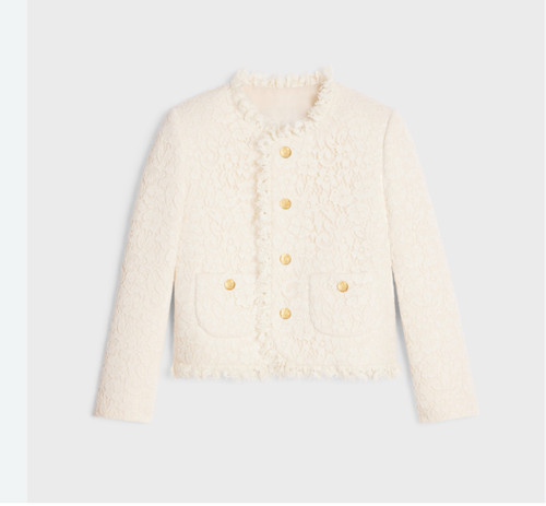 Giacca da caccia in pizzo Celine nuova con etichette Celine Ivory Guipure taglia XS