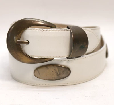 Cinturón Concho Talbots De Colección Mujer S Cuero Marfil Tono Bronce Hebilla Mantener Herrajes Foto 1 de 4