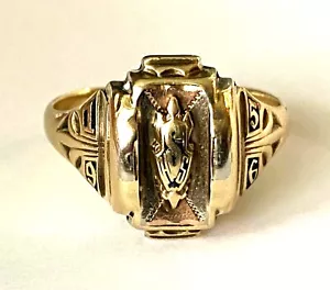 Vintage High School 1956 Letter S Josten 10K Gold Ladies Class Ring Size 6.75 - Picture 1 of 12
