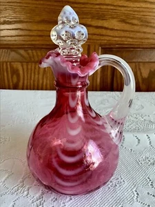 Vintage Fenton Kunstglas Preiselbeere opalisierend Gardine Cruet - Bild 1 von 3