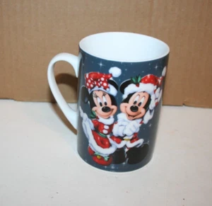 Mickey und Minnie Weihnachten Santa Disney weiß/blau Keramik Kaffeebecher 12 Unzen - Bild 1 von 4