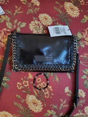 NWT Catherine Malandrino Margot Xbody, Black/gunmetal. Made In ITALY! - Image 1 of 4