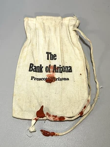 Bolso pequeño de lona para monedas de colección The Bank of Arizona Prescott AZ sello de cera RARO - Imagen 1 de 5