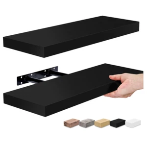 Sorbus Floating Shelves for Wall Shelves Photo Frames Set of 2 (Black) - Picture 1 of 9