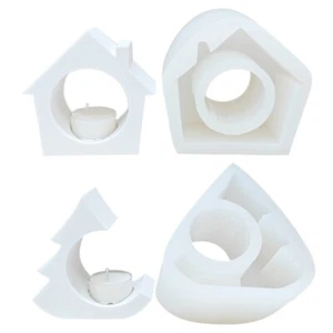 House Shape Candlestick Plasters Mold DIY Holder Concrete Cement Silicone - Picture 1 of 10
