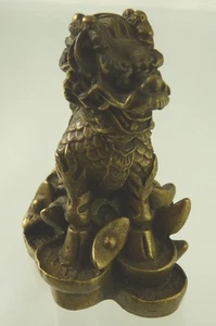 BRONZE QILIN BARREN STATUE Ki Lin Chinesisches Einhorn Kirin Feng Shui Glücksgeschenk - Bild 1 von 5
