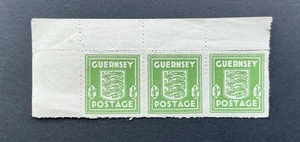 1941 CORNER STRIP OF THREE UNUSED 1/2d GUERNSEY WAR OCCUPATION POSTAGE STAMPS - Picture 1 of 2