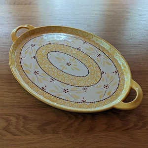 Temp-tations Old World Large Oval Serving Platter Hand-Painted Stoneware - Picture 1 of 4