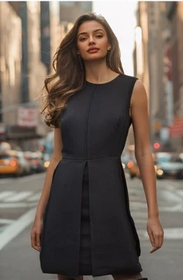 Rag Bone Lea Dress Wool Blend Fit Flare Pleated Sleeveless Black Size Small 4 - Image 1 of 4