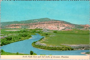 Vintage Postcard North Platte River and Red Buttes of Bessemer Mountain- Wyoming - Picture 1 of 2