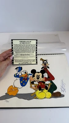 Disney Animation Cel “Just Us Three” Ltd 170/175 certificado de autenticidad Mickey Donald Goofy  Foto 1 de 4