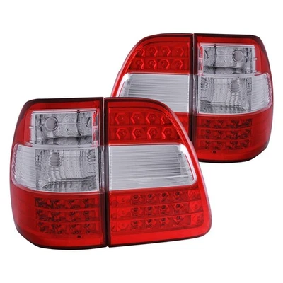 For Toyota Land Cruiser 98-05 Tail Lights Driver & Passenger Side Chrome/Red G2 Foto 1 de 4