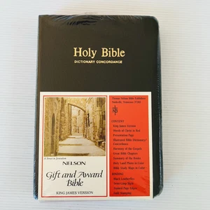 Holy Bible KJV Dictionary Concordance Red Letter Nelson 162 Maps Black Vintage - Bild 1 von 6