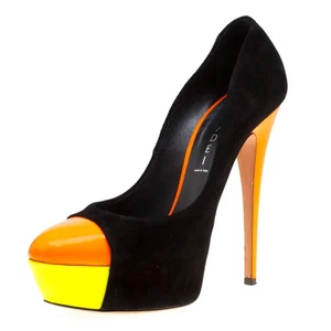 Casadei Tricolor Suede And Patent Leather Cap Toe Platform Pumps Size 39 - Picture 1 of 8