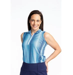 Kinona Keep It Covered Sleeveless Golf Top - Ocean Plaid Size S - Picture 1 of 8
