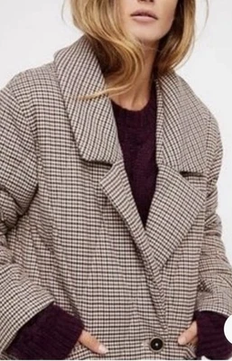 Chaqueta Blazer Abrigo Forrado Free People Twany Cuadros Talla M Foto 1 de 4