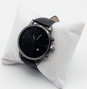 Geneva Black Dial Leather Watch - Picture 1 of 6