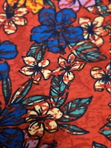 Lularoe Kids L/XL Leggings NWOT- Floral- Red background with colorful flowers - Picture 1 of 3