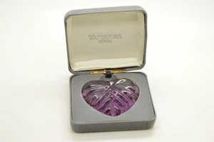 Waterford Crystal Amethyst Purple Heart Shaped Paperweight Hand Cooler Boxed - Picture 1 of 5