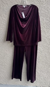 Set completo donna Chico's velluto uvetta drappeggiato scollo pull on taglia 1 -US M NUOVO - Foto 1 di 7