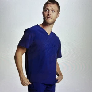 NWT Dickies EDS Essentials Men V Neck Scrub Top S DK635 NYPS Poly Blend Navy - Picture 1 of 6