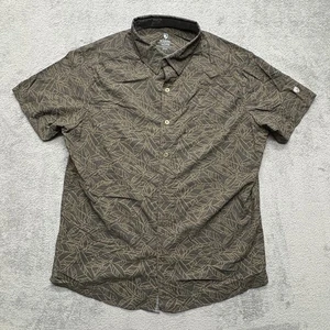 Kuhl Shirt Mens Medium Brown Leaf Print Short Sleeve Button Up Hiking Outdoors - Picture 1 of 6