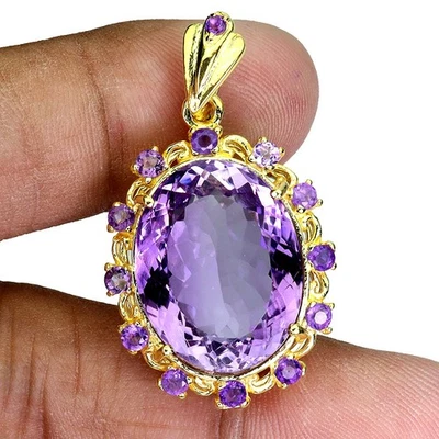 Colgante de plata de ley 925 amatista ovalada 18x14 mm joyas de piedras preciosas naturales Foto 1 de 4