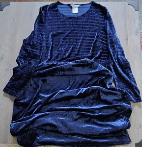Vestido Coldwater Creek azul marino terciopelo aplastado manga larga para mujer 2XL - Imagen 1 de 5