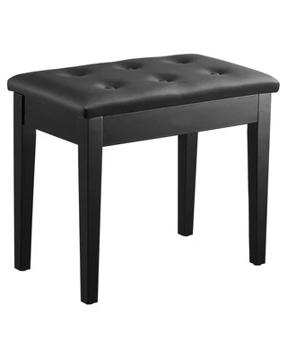 Piano Keyboard Bench Storage Padded Cushion Seat Wooden Vanity Bookcase Stool - Image 1 of 4