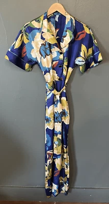 Mono ZARA Mujer Azul Multicolor Estampado Floral Manga Corta Cinturón S Pequeño Foto 1 de 3