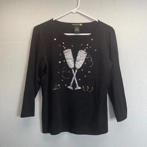 Maglione lungo nero Sweaterworks paillettes perline bevanda novità taglia X-Large - Foto 1 di 7