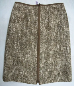 Worth New York Retro braun Fischgrät Baumwolle/Mohair Rock Gr. 4 knielang - Bild 1 von 7