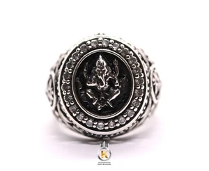 Anello Ganesh OHM Ganesh argento 925 anello Ganesha zirconi bianchi indù OHM Ganesh - Foto 1 di 6